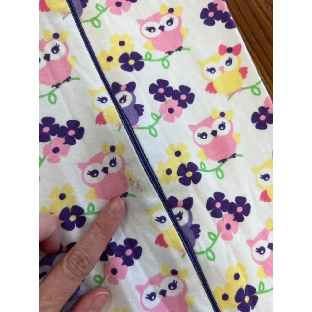 Hanna Andersson 80 18-24m Owl Floral Organic Cotton Zip Sleeper Pajamas Purple